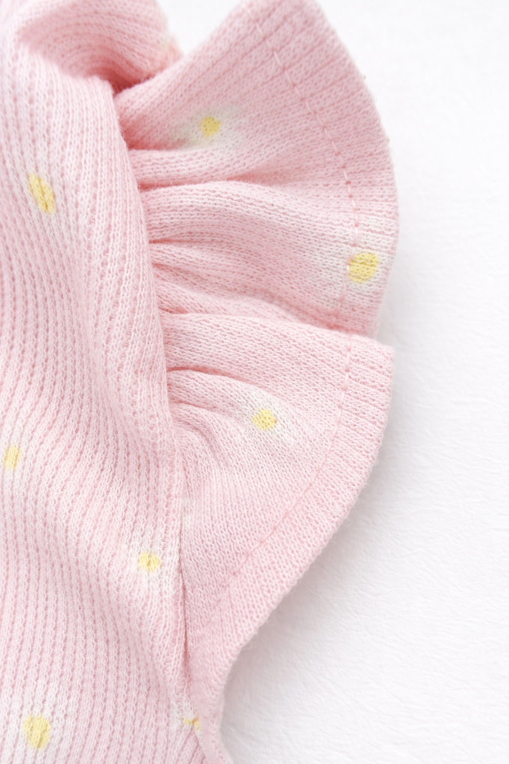 Baby Girl Daisy Print Waffle Knit - Sleeve Dress Romper - Image 2