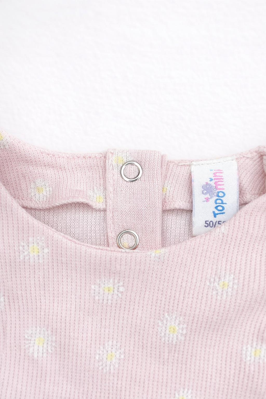 Baby Girl Daisy Print Waffle Knit - Sleeve Dress Romper - Image 3