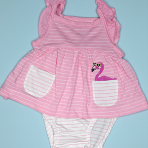 Tropical Flamingo Striped Dress Romper