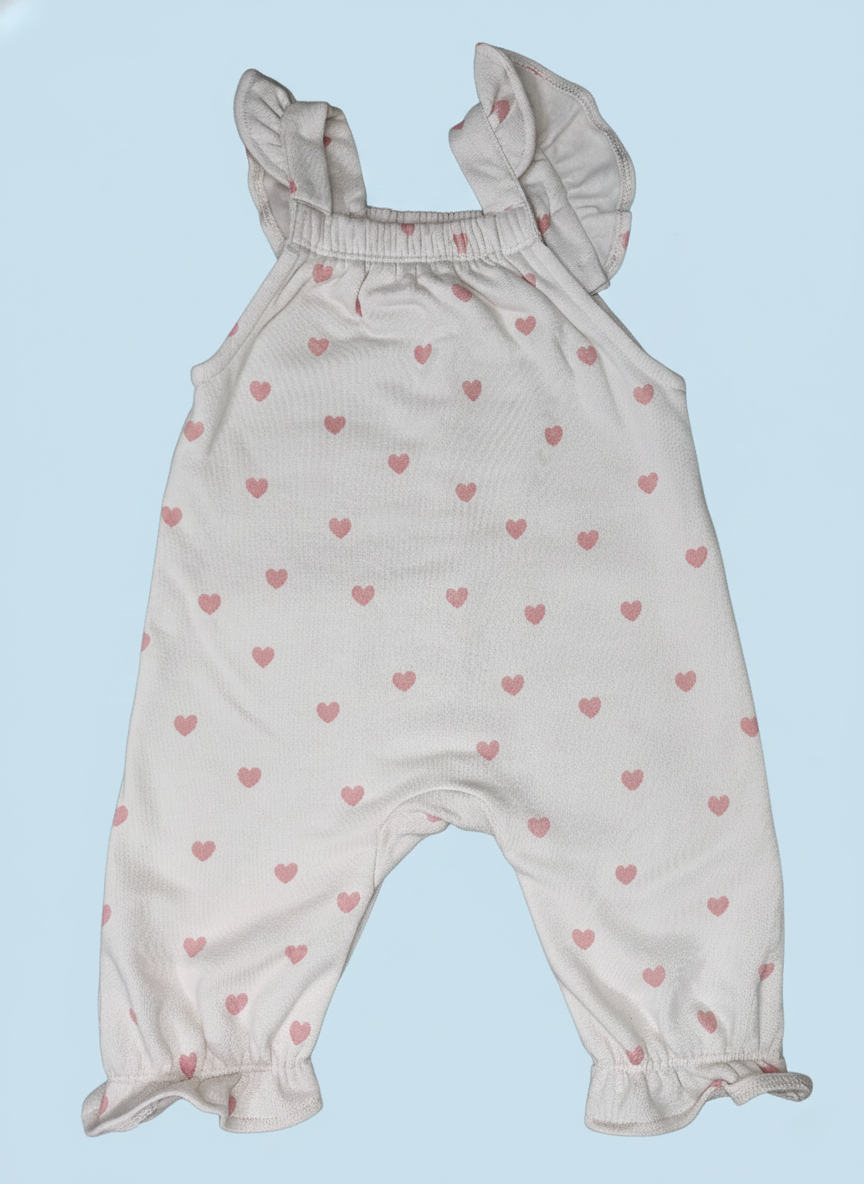 Sweetheart Ruffle Shoulder Baby Dungree