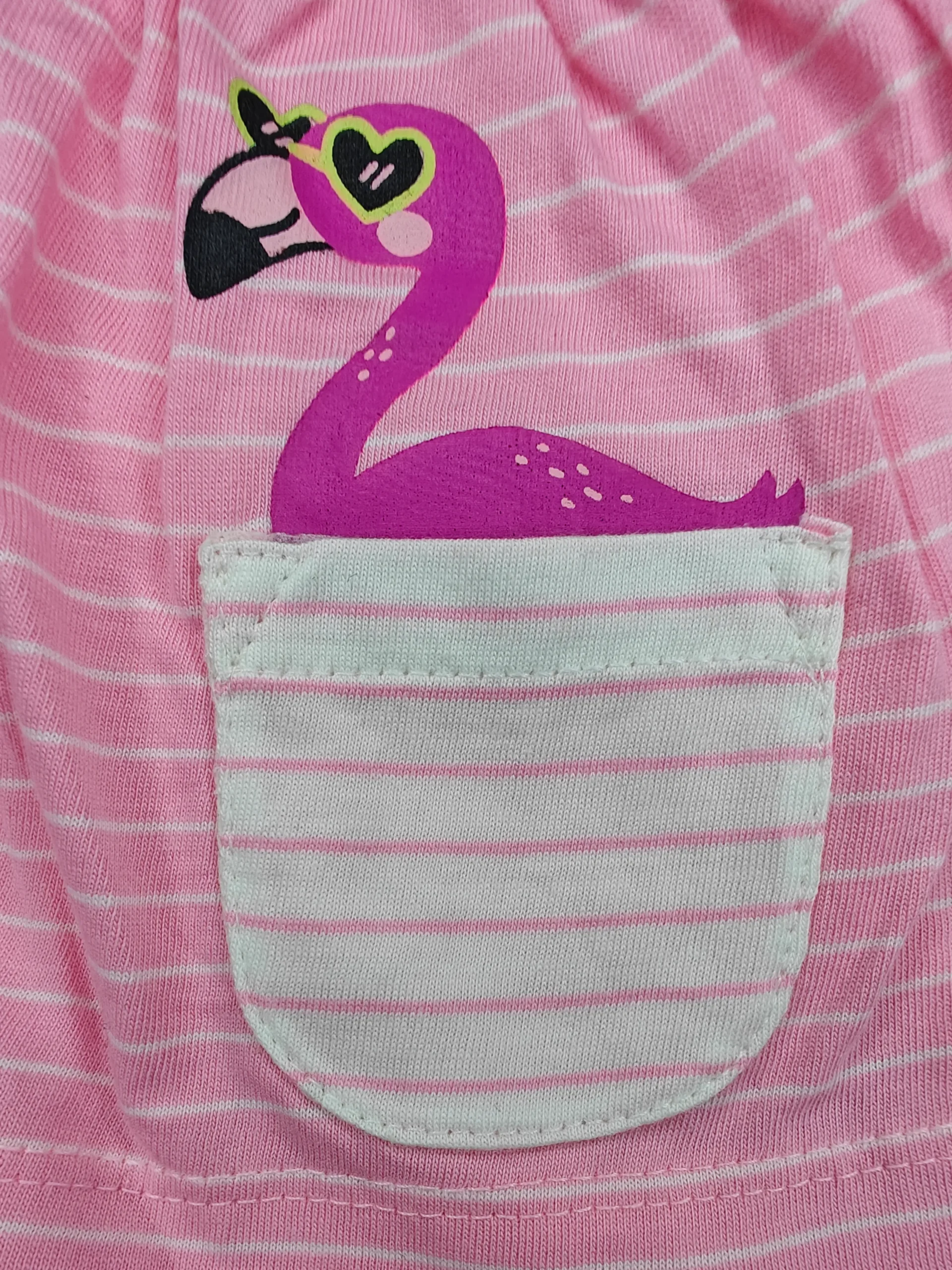 Tropical Flamingo Striped Dress Romper - Image 3