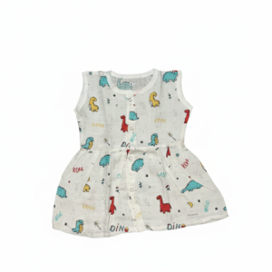 Unisex muslin full dress with dino pattern
