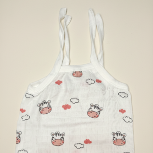 Unisex muslin tie-up dress with cloud and cow pattern