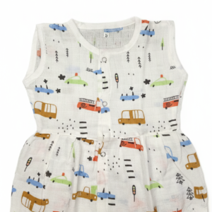 Unisex muslin cloth with truck and fire truck pattern