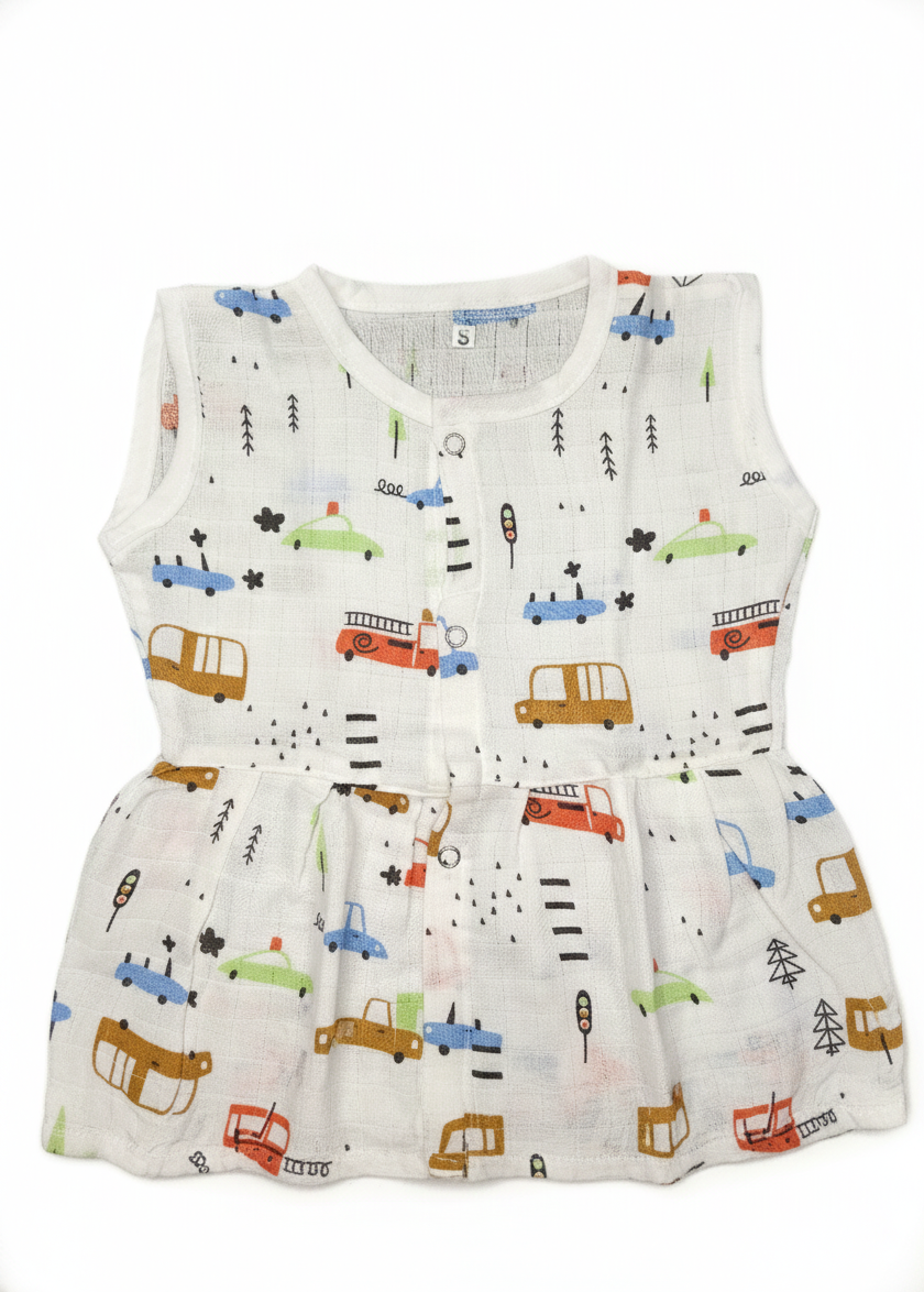 Unisex muslin cloth with truck and fire truck pattern