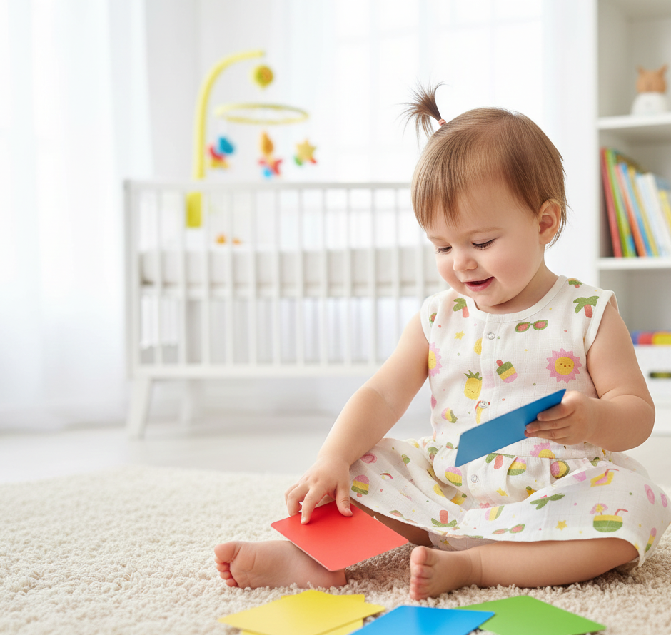 Baby Girl Muslin “Front Button” Cloth with Sun & Ice Cream Pattern