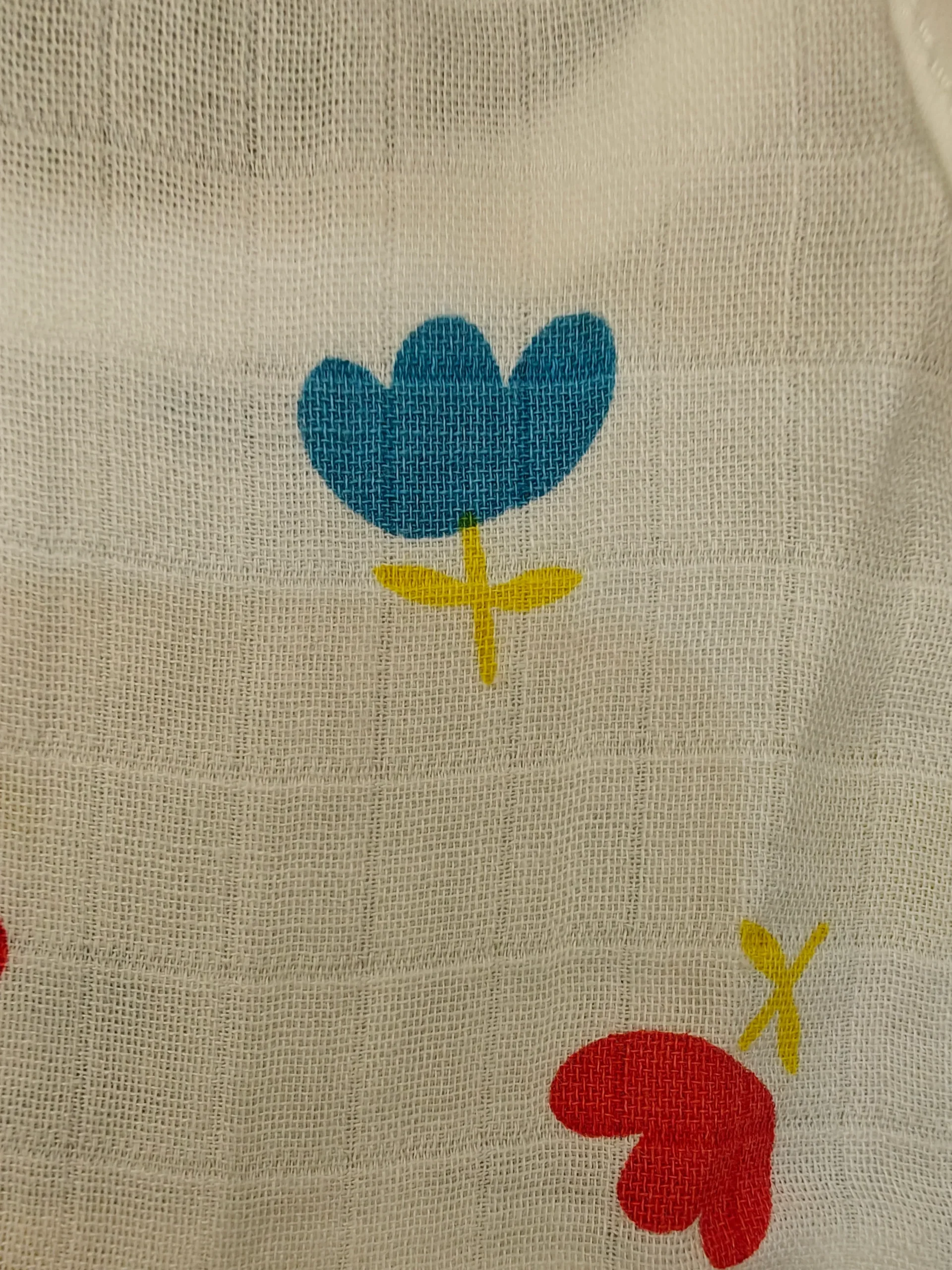 Muslin cloth with red and blue floral print
