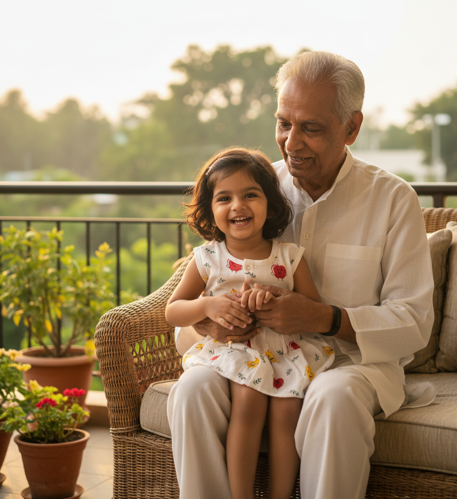 Muslin “Front Button” Frock with Pear & Apple Pattern
