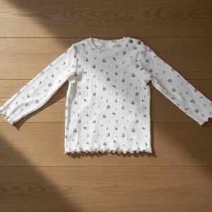 Toddler Girl Ribbed Cotton Floral Long-Sleeve Top
