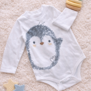 Baby Penguin Print Full Sleeve Cotton Onesie