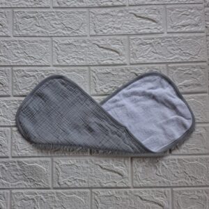 Premium Muslin Two Layered Baby Burp Cloth – Grey (Extra Absorbent)