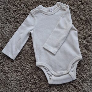 Classic White Ribbed Baby Bodysuit - Full Sleeves