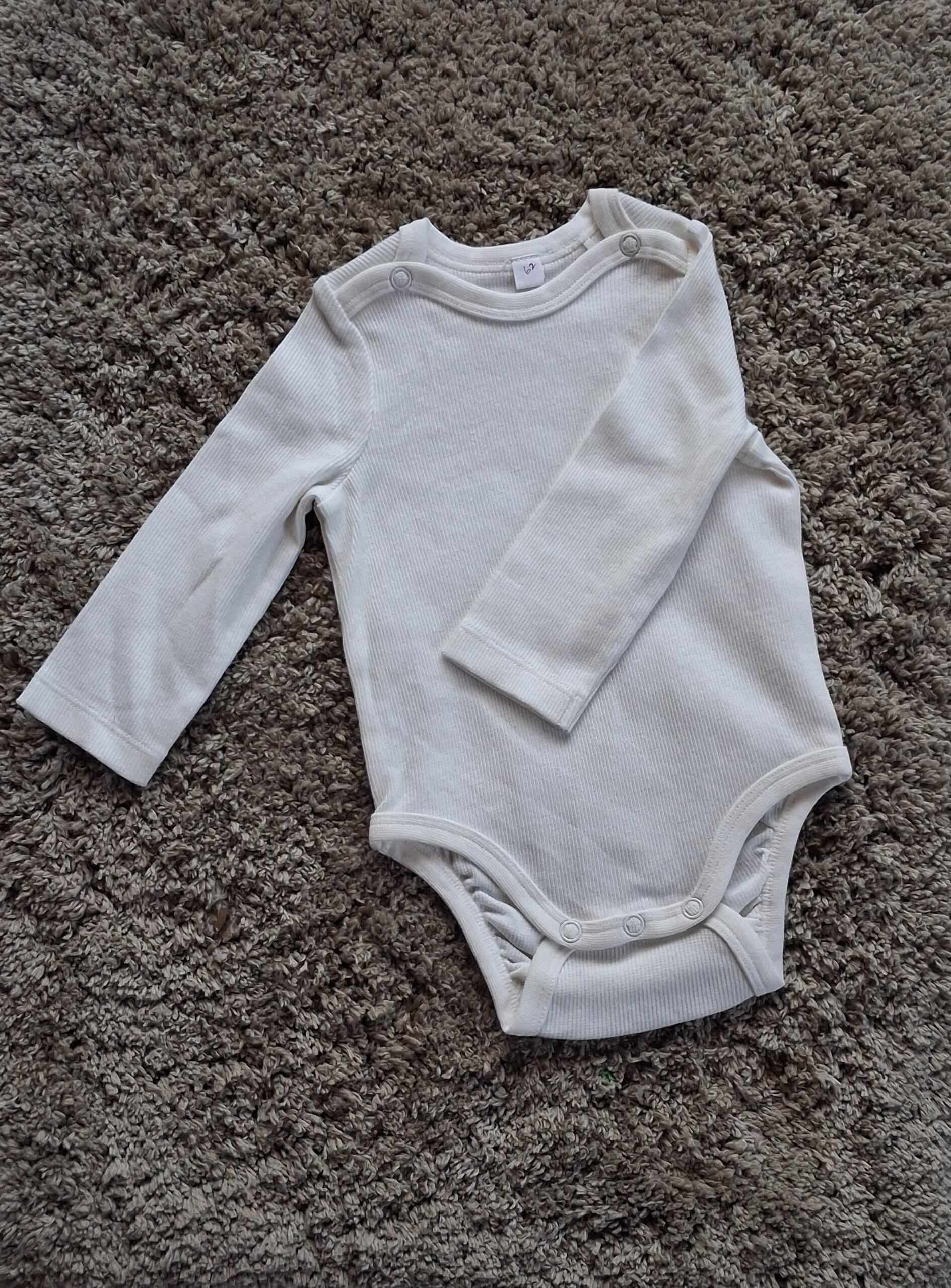 Classic White Ribbed Baby Bodysuit - Full Sleeves