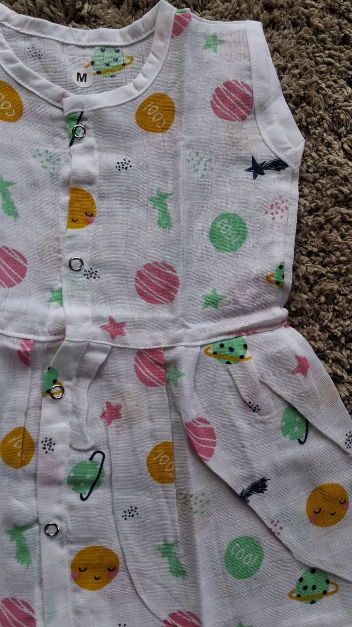 Little Galaxy Muslin "Front Button" Baby Frock - Image 2