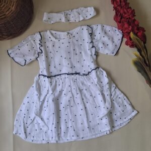 Little Stars Muslin Ruffle Dress & Matching Headband Set