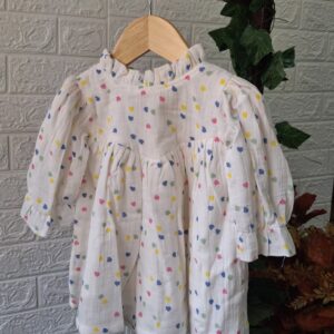 Rainbow Heart Muslin Baby Dress